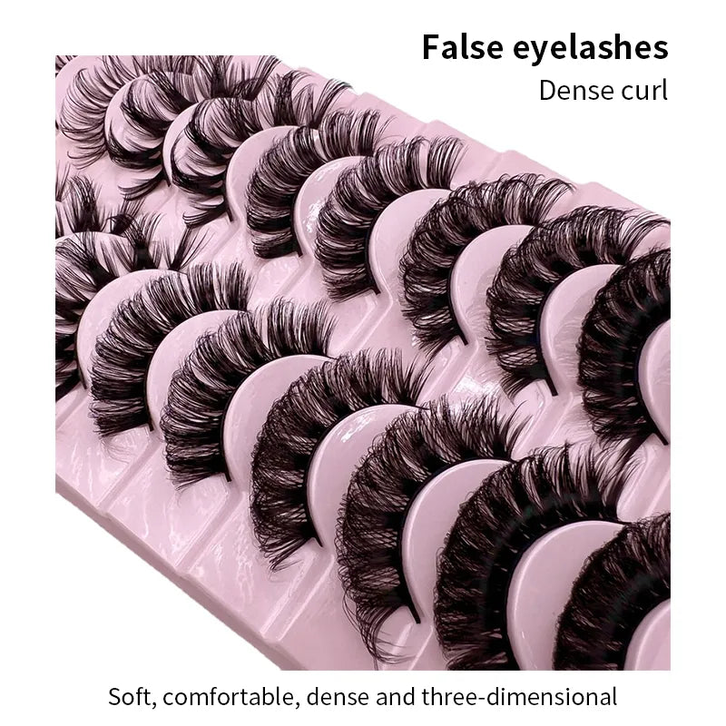 Russian Strip Lashes 10-pairs Fluffy Mink Lashes 3D False Eyelashes Russian Volume Eyelashes Fake Eyelashes Giveaway Makeup