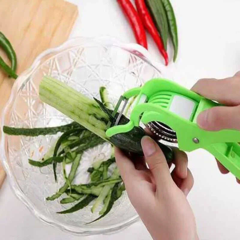 2-in-1 Peeler Slicer Plastic Multi-use Banana Cucumber Carrot Cutter Fruit Vegetable Salad  Shredder Cutters