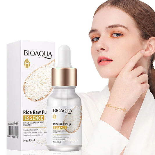 BIOAQUA Rice Raw Pulp Serum Hyaluronic Acid Face Essence Nourishing Moisturizing Whitening Anti-Wrinkle Serum Facial Skin Care