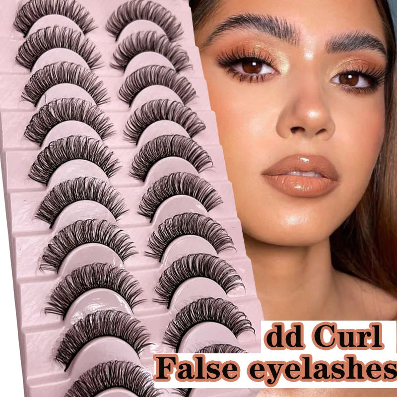 Russian Strip Lashes 10-pairs Fluffy Mink Lashes 3D False Eyelashes Russian Volume Eyelashes Fake Eyelashes Giveaway Makeup